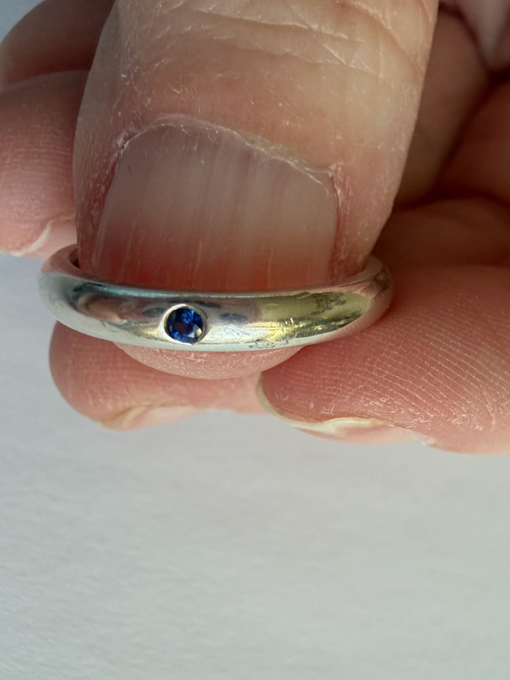 Tiffany stackable band ring with sapphire stone 925 sterling silver - Picture 5 of 11